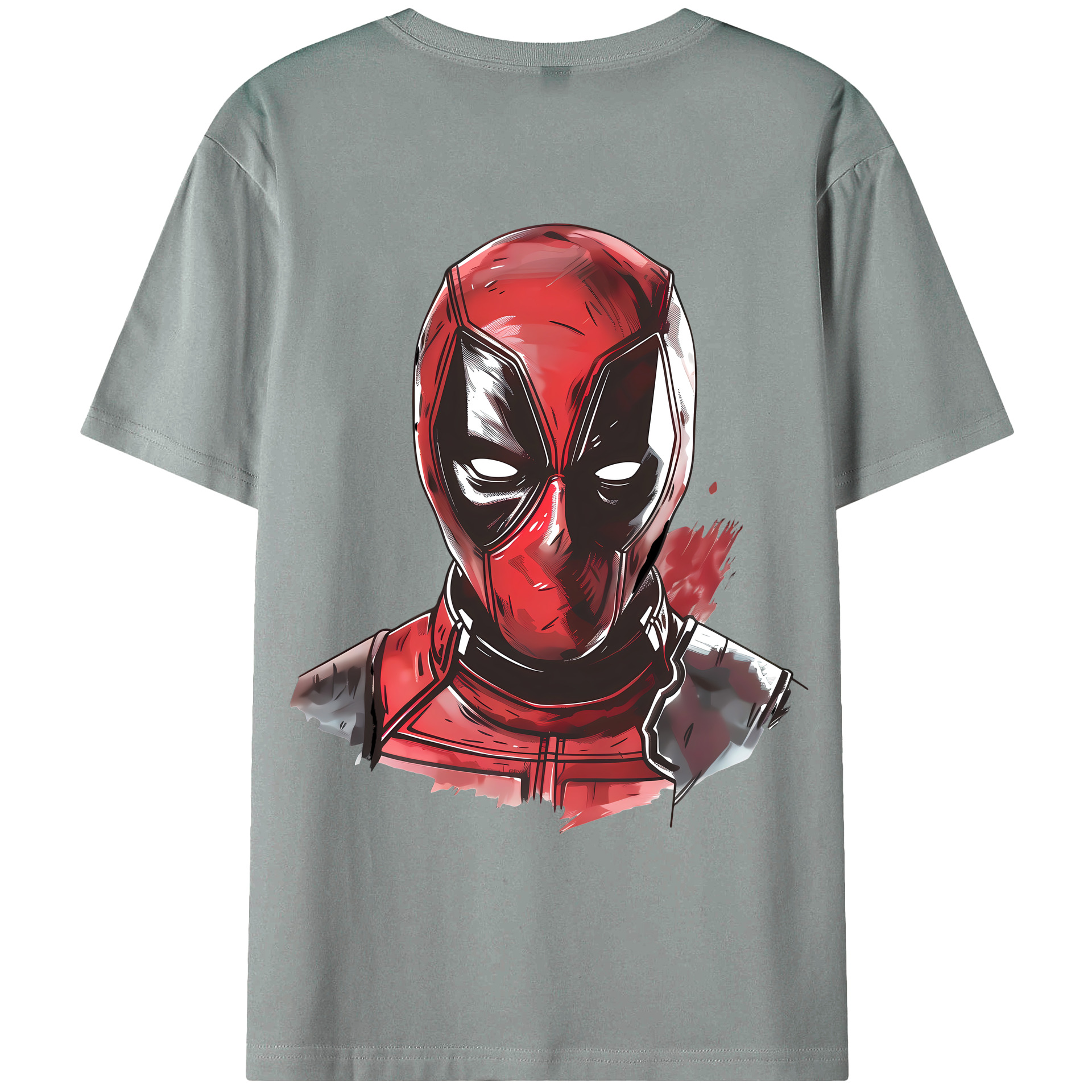 （画像用） Deadpool デッドプール 綿100％ メンズ半袖Tシャツ（バックプリント） 通気性